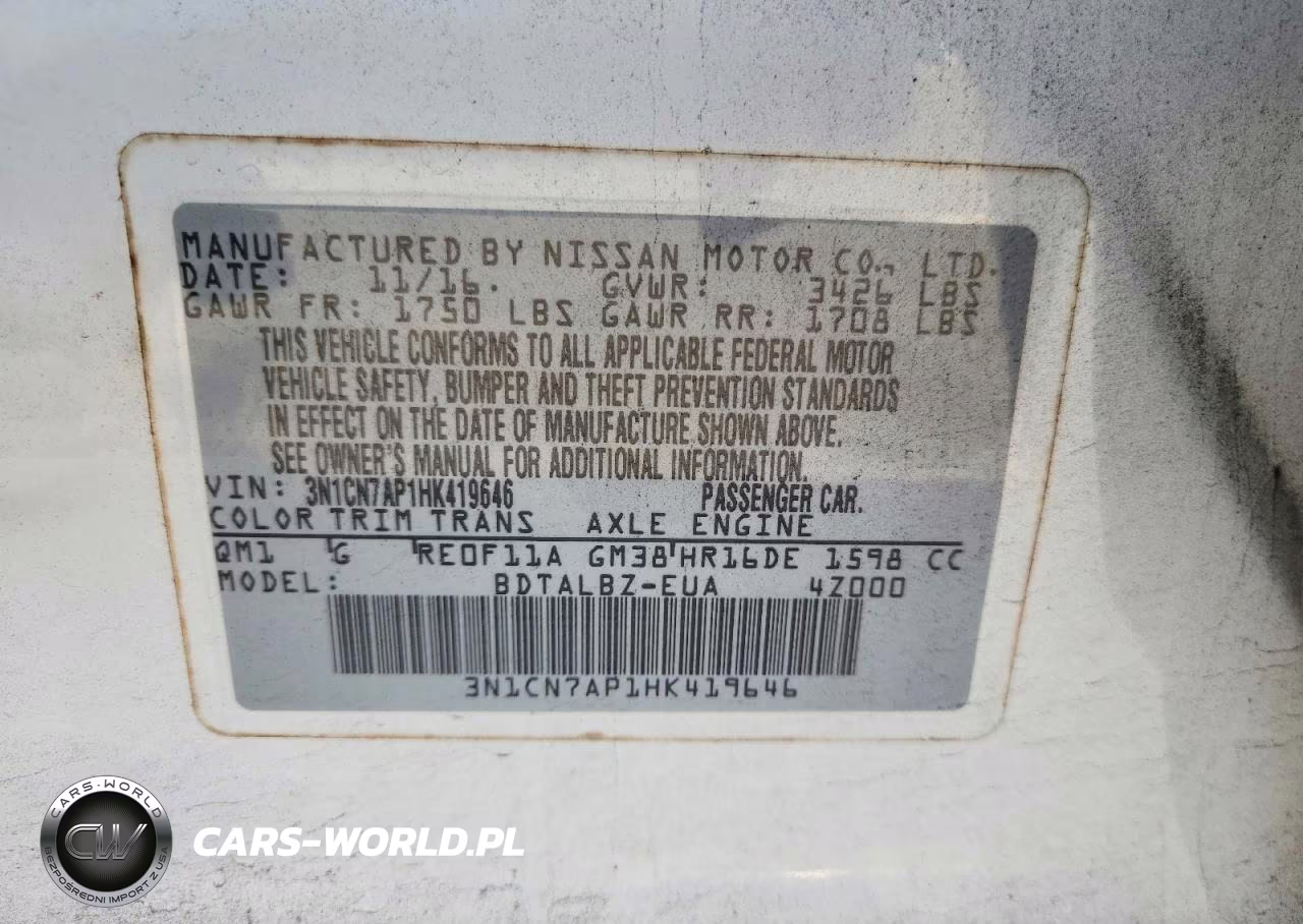 2017 Nissan Versa 1.6 Sv VIN:3N1CN7AP1HK419646 - 13