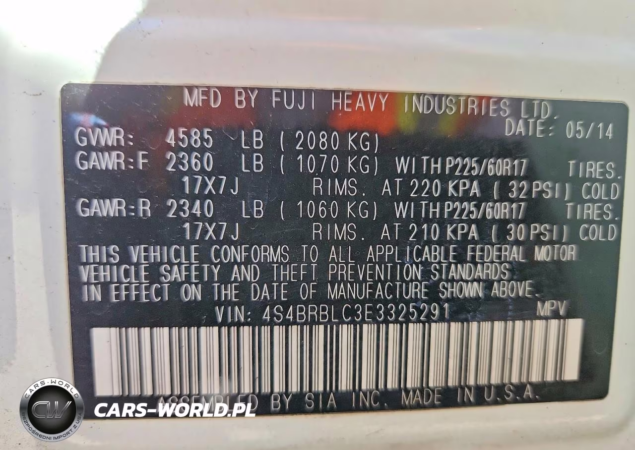 2014 Subaru Outback 2.5I Limited VIN:4S4BRBLC3E3325291 - 12
