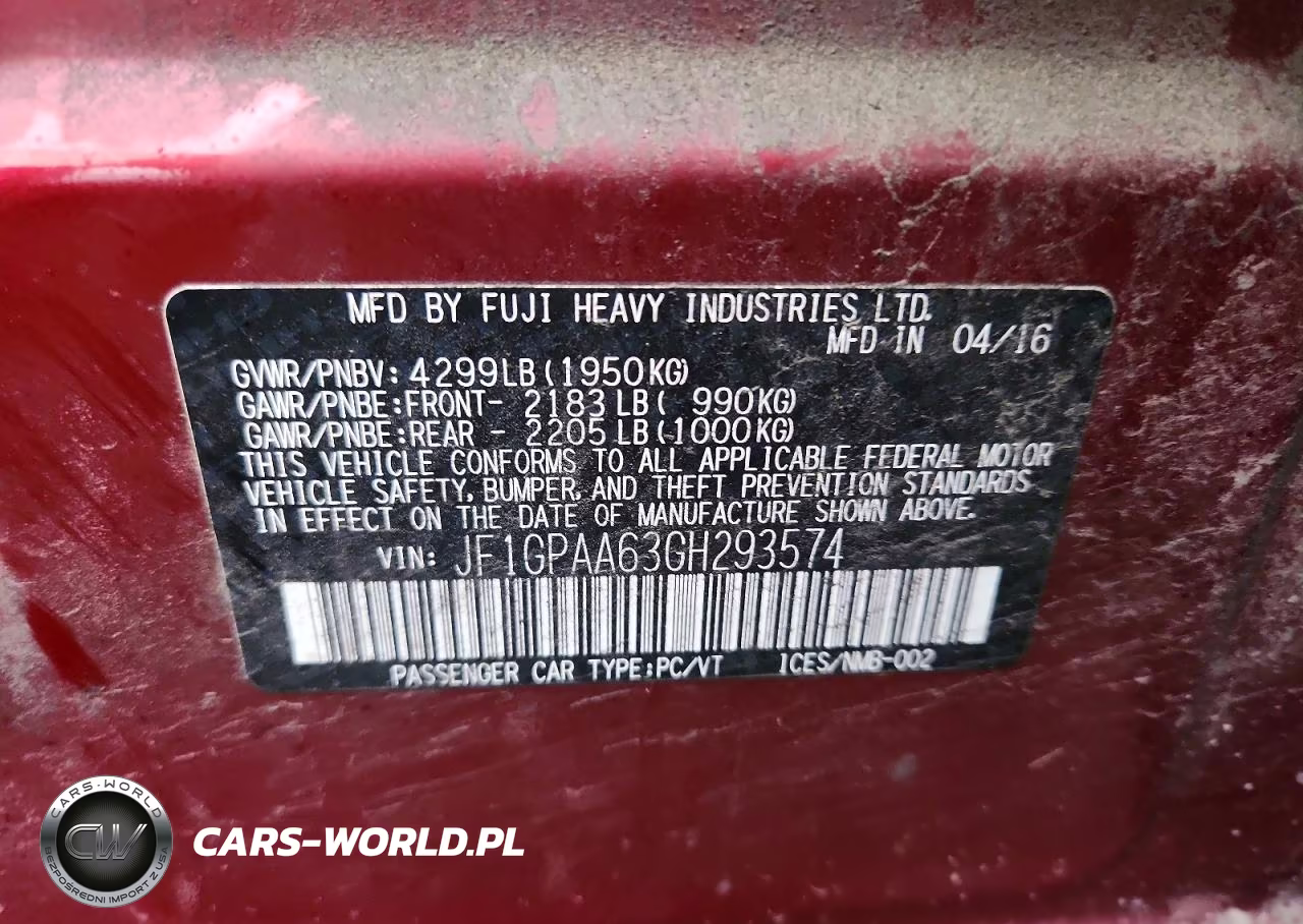 2016 Subaru Impreza VIN:JF1GPAA63GH293574 - 12
