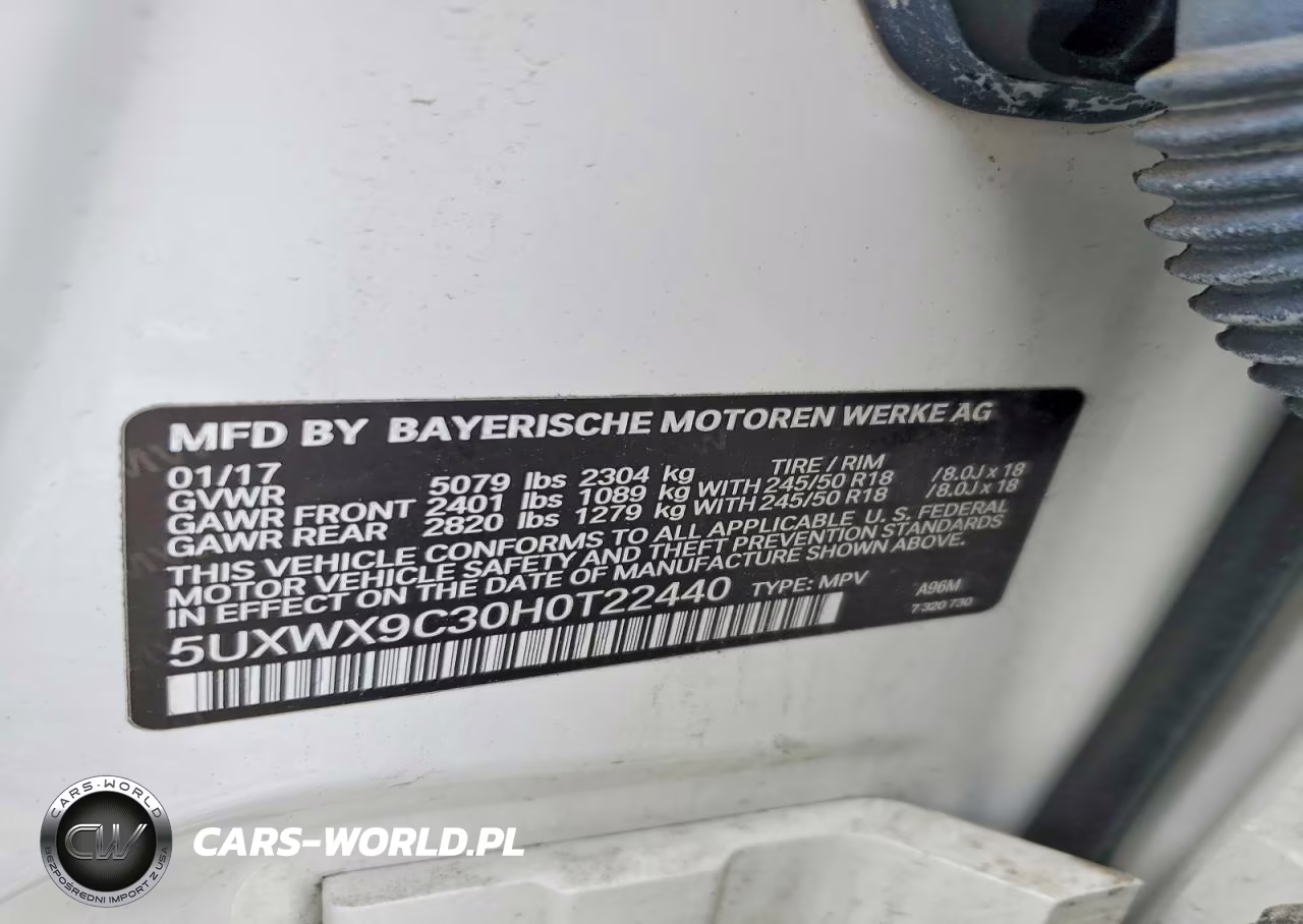 2017 BMW X3 xDrive28I VIN:5UXWX9C30H0T22440 - 13