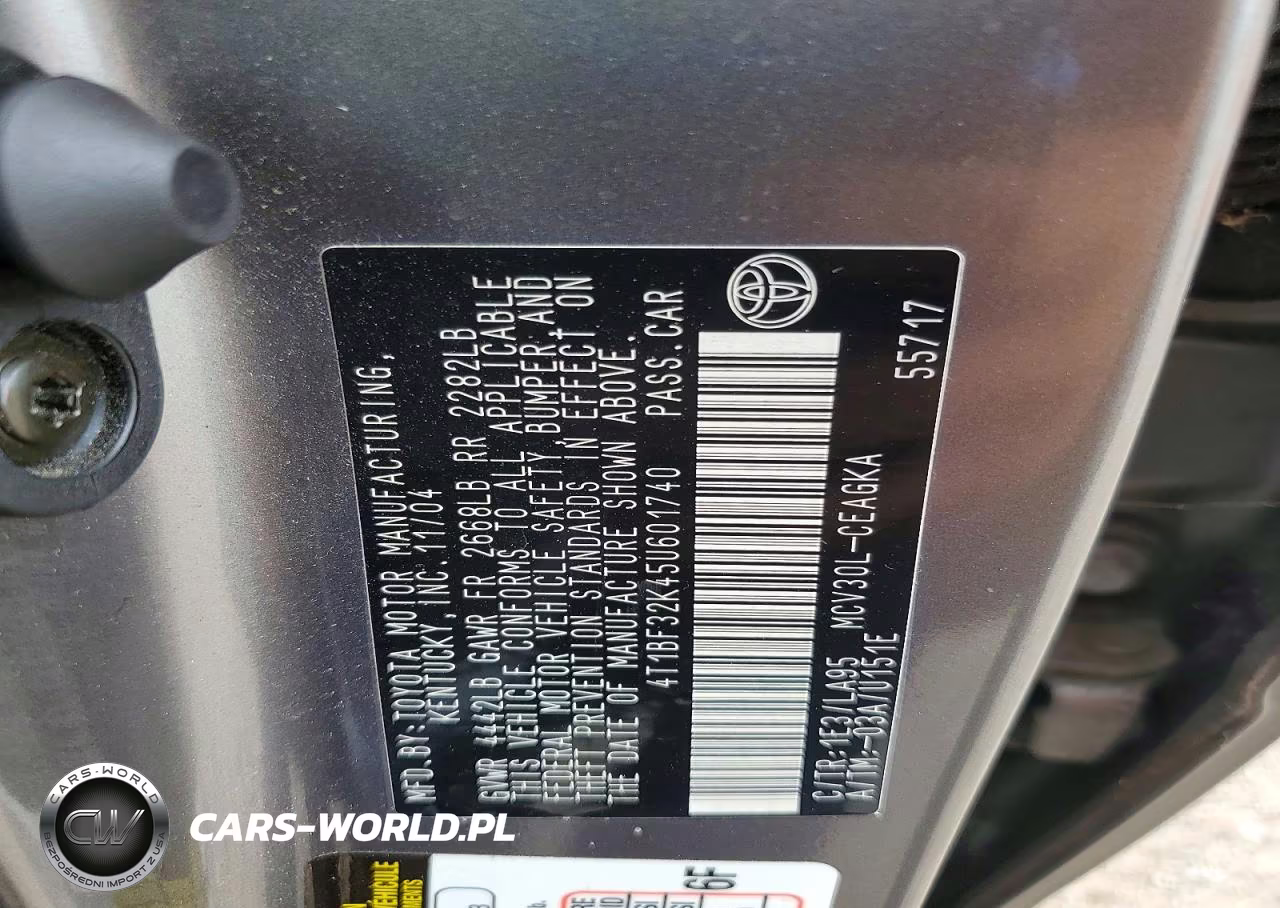 2005 Toyt Camry VIN:4T1BF32K45U601740 - 12