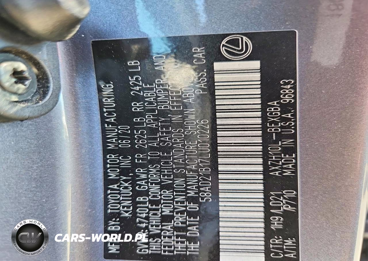 2020 Lexus Es 300H VIN:58AD21B17LU010226 - 12