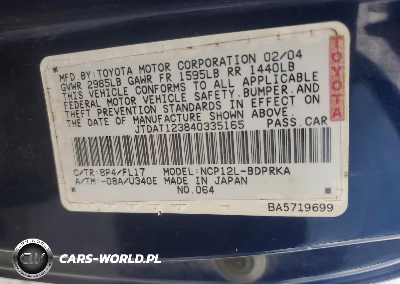 2004 Toyota Echo Base VIN:JTDAT123840335165 - 12
