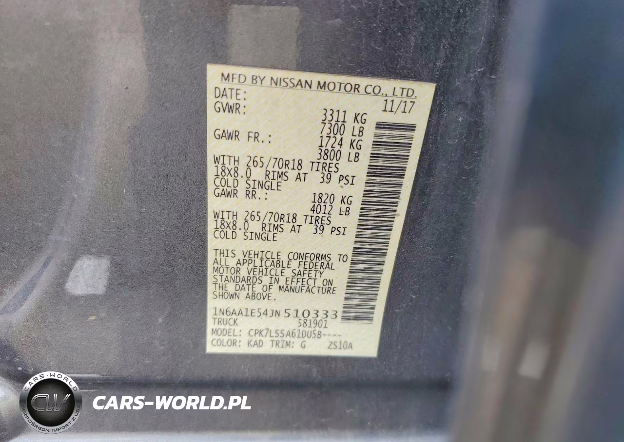 2018 Nissan Titan Sv VIN:1N6AA1E54JN510333 - 12