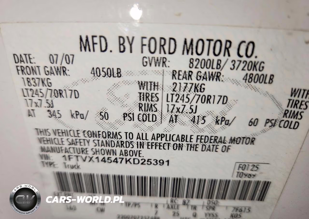 2007 Ford F150 VIN:1FTVX14547KD25391 - 12