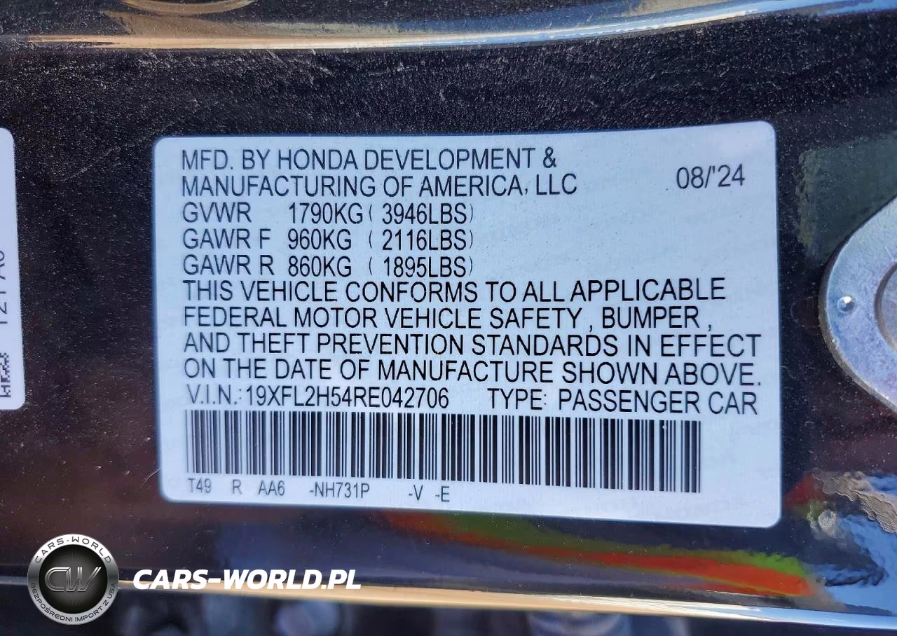 2024 Honda Civic Lx VIN:19XFL2H54RE042706 - 12