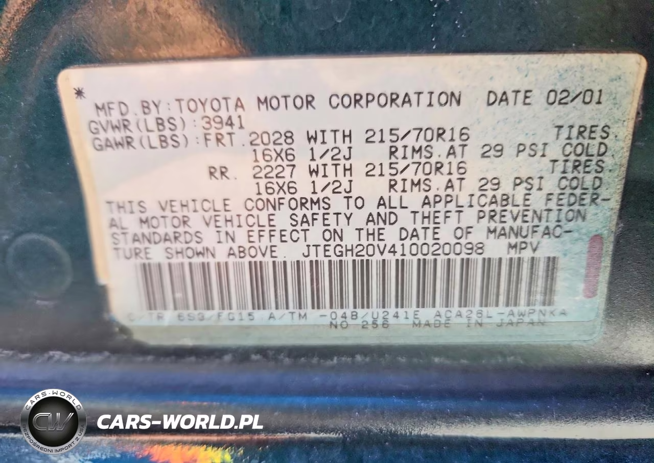 2001 Toyota Rav4 Base VIN:JTEGH20V410020098 - 12