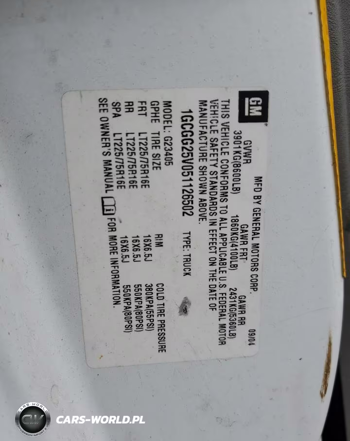 2005 Chevrolet Express G2500 VIN:1GCGG25V051126502 - 13
