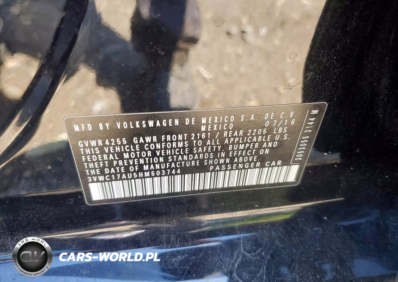 2017 Volkswagen Golf Sportwagen S VIN:3VWC17AU5HM503744 - 12