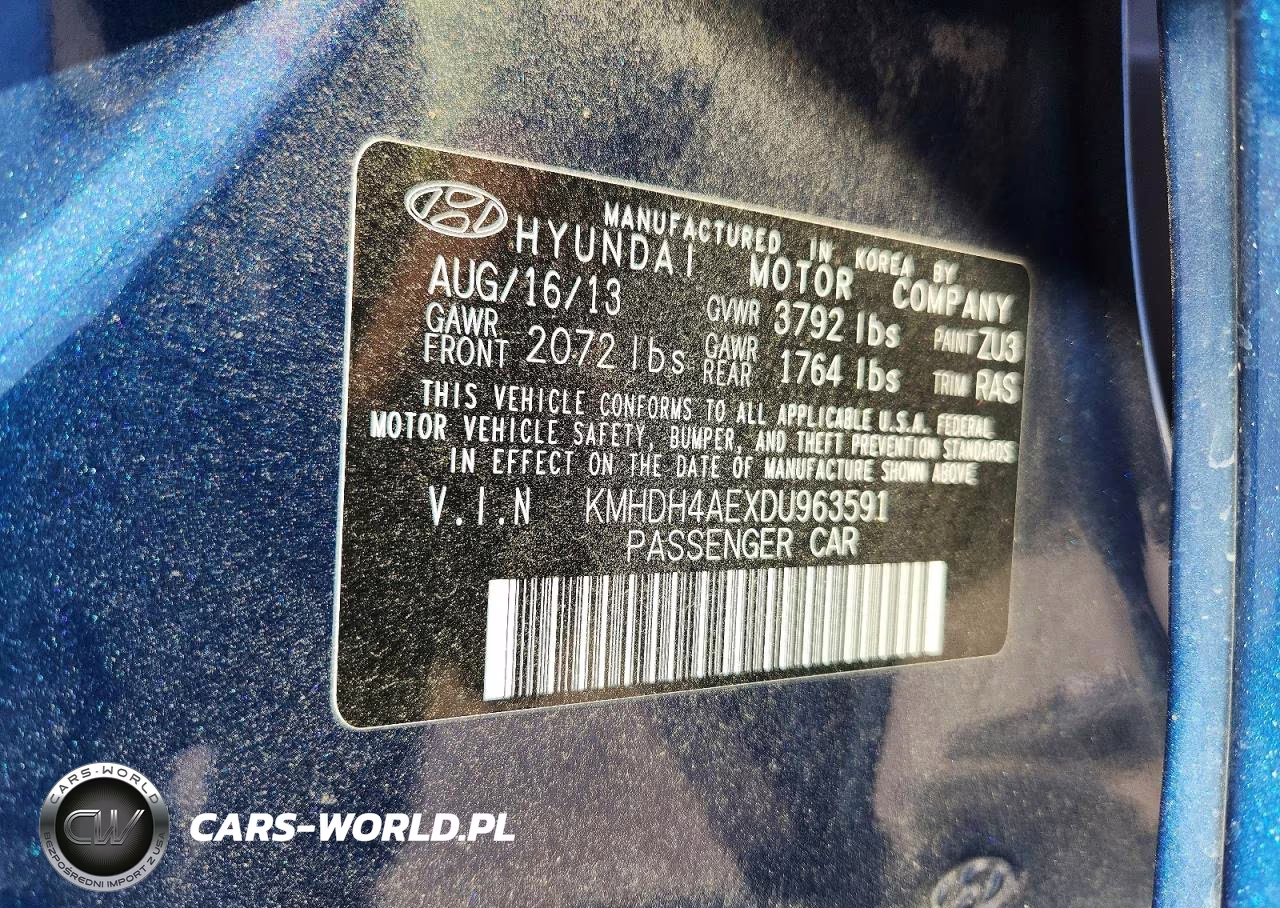 HYUNDAI ELANTRA GL VIN:KMHDH4AEXDU963591 - 12