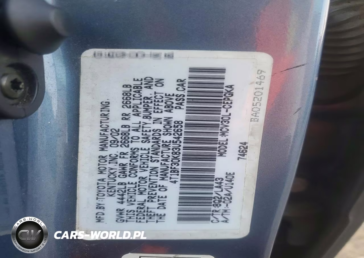 2003 Toyota Camry VIN:4T1BF30K83U542658 - 12