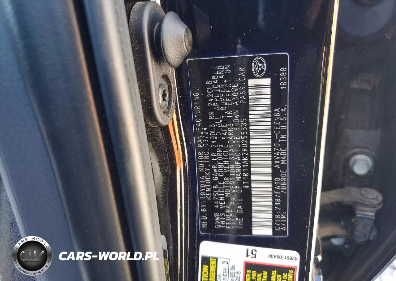 2024 Toyota Camry Le VIN:4T1R11AK2RU255535 - 12