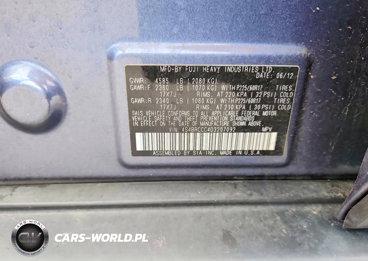 2013 Subaru Outback 2.5I Premium VIN:4S4BRCCC4D3207092 - 13