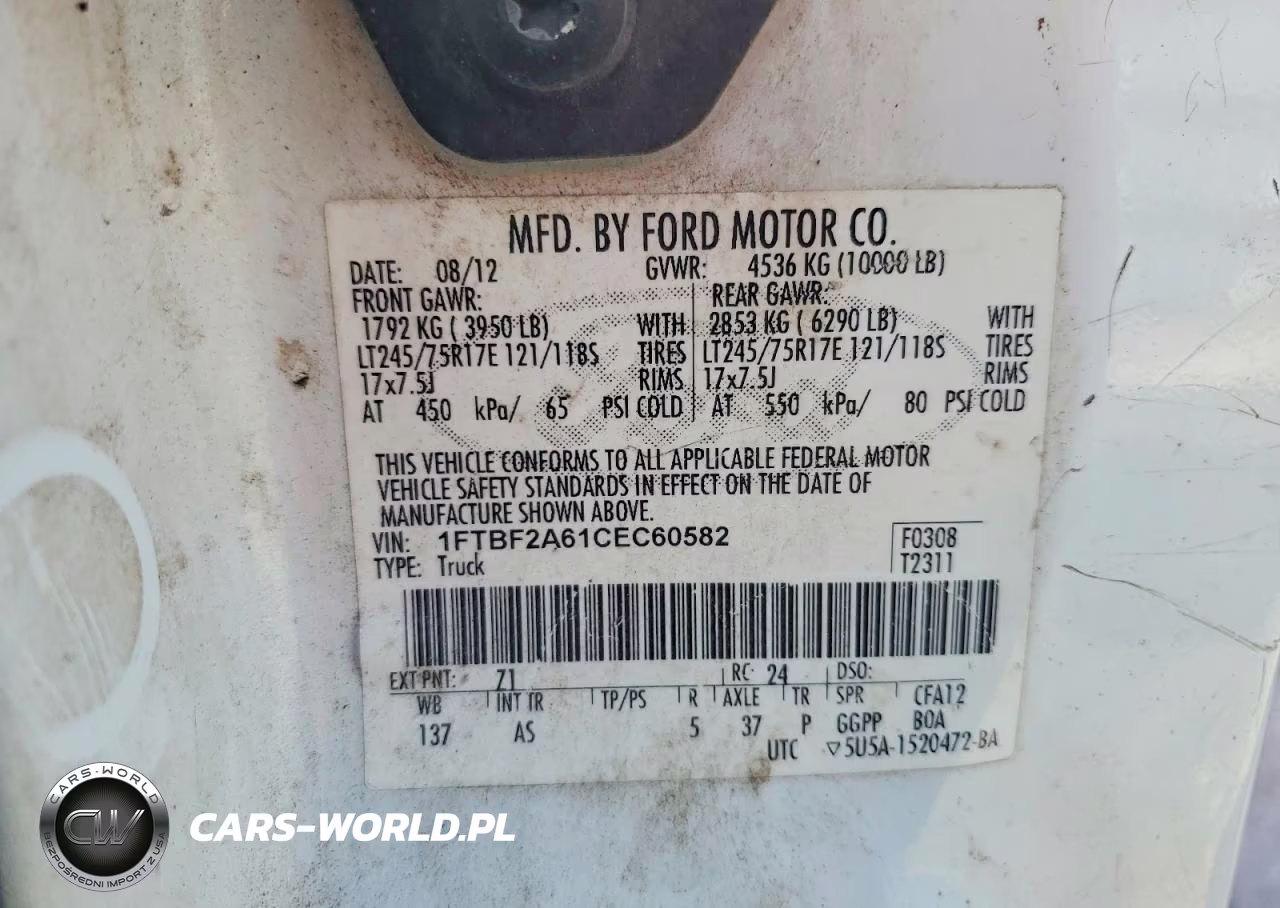 2012 Ford F250 Super Duty VIN:1FTBF2A61CEC60582 - 13