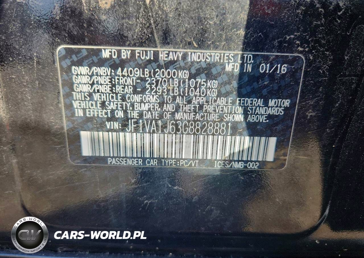 2016 Subaru Wrx Limited VIN:JF1VA1J63G8828881 - 12