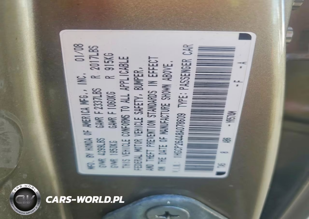 2008 Honda Accord Lxp VIN:1HGCP26448A078609 - 12