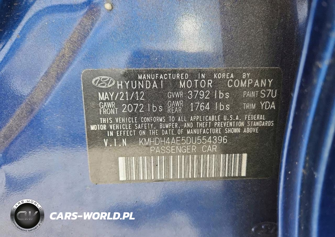 2013 Hyundai Elantra Gls VIN:KMHDH4AE5DU554396 - 12