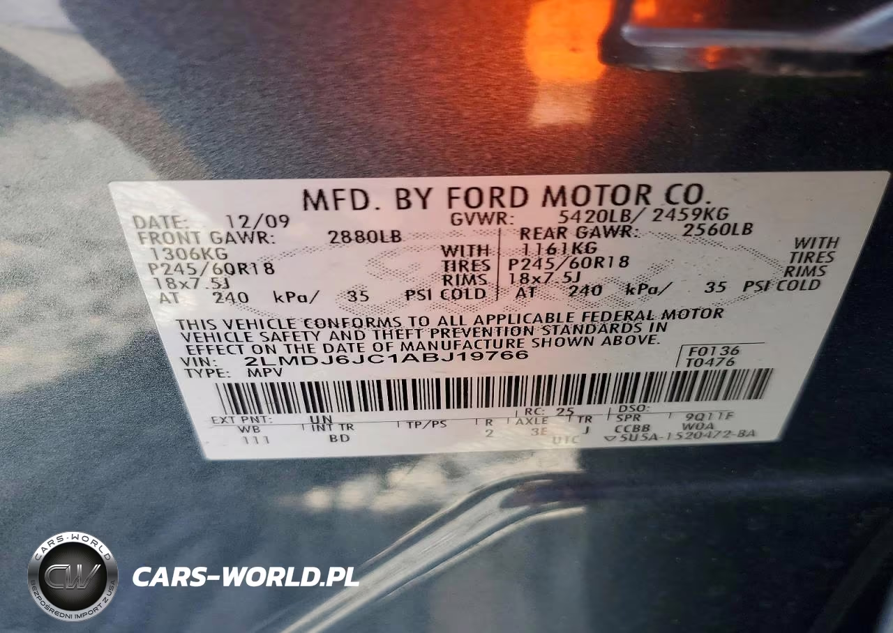 2010 Lincoln Mkx VIN:2LMDJ6JC1ABJ19766 - 12