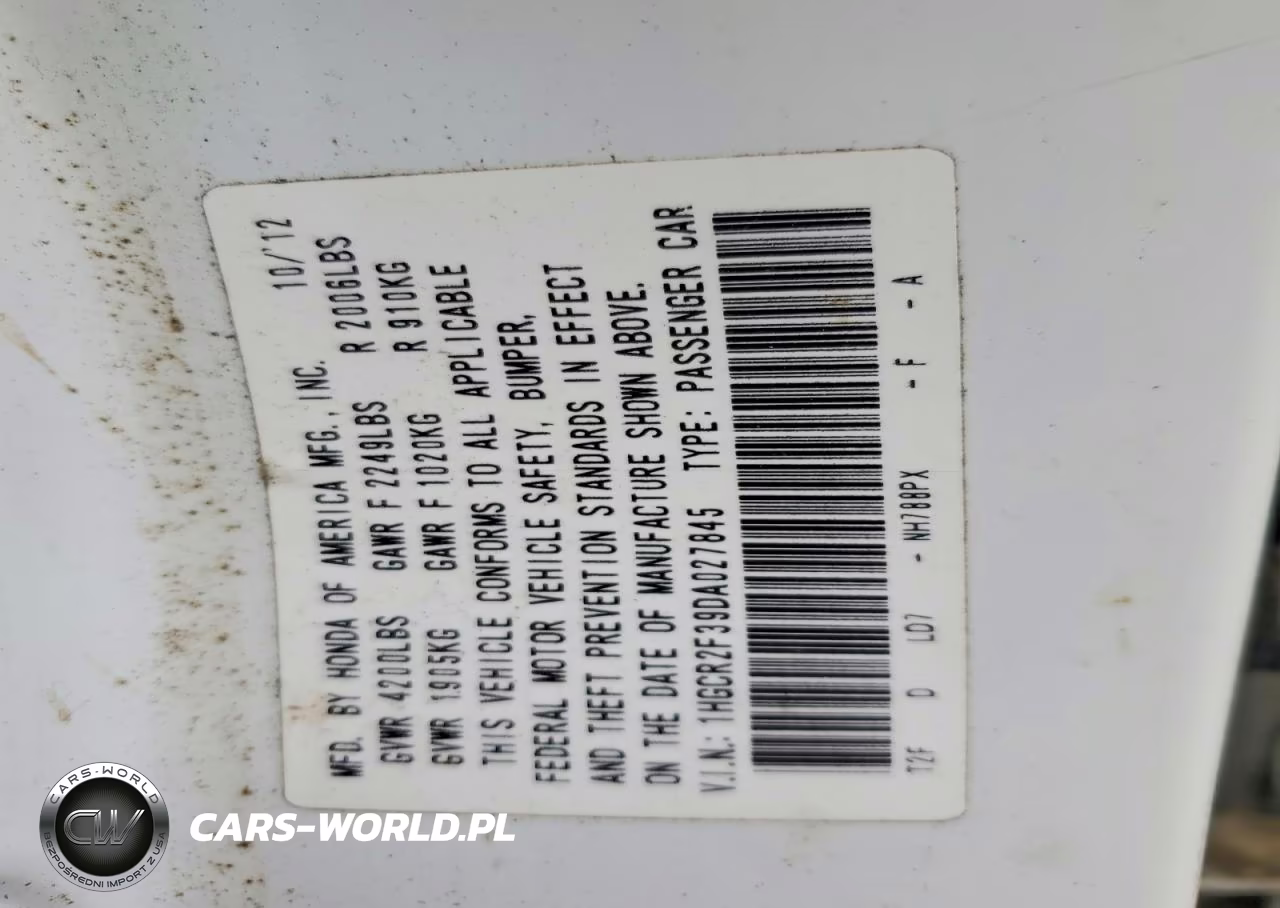 2013 Honda Accord Lx VIN:1HGCR2F39DA027845 - 12