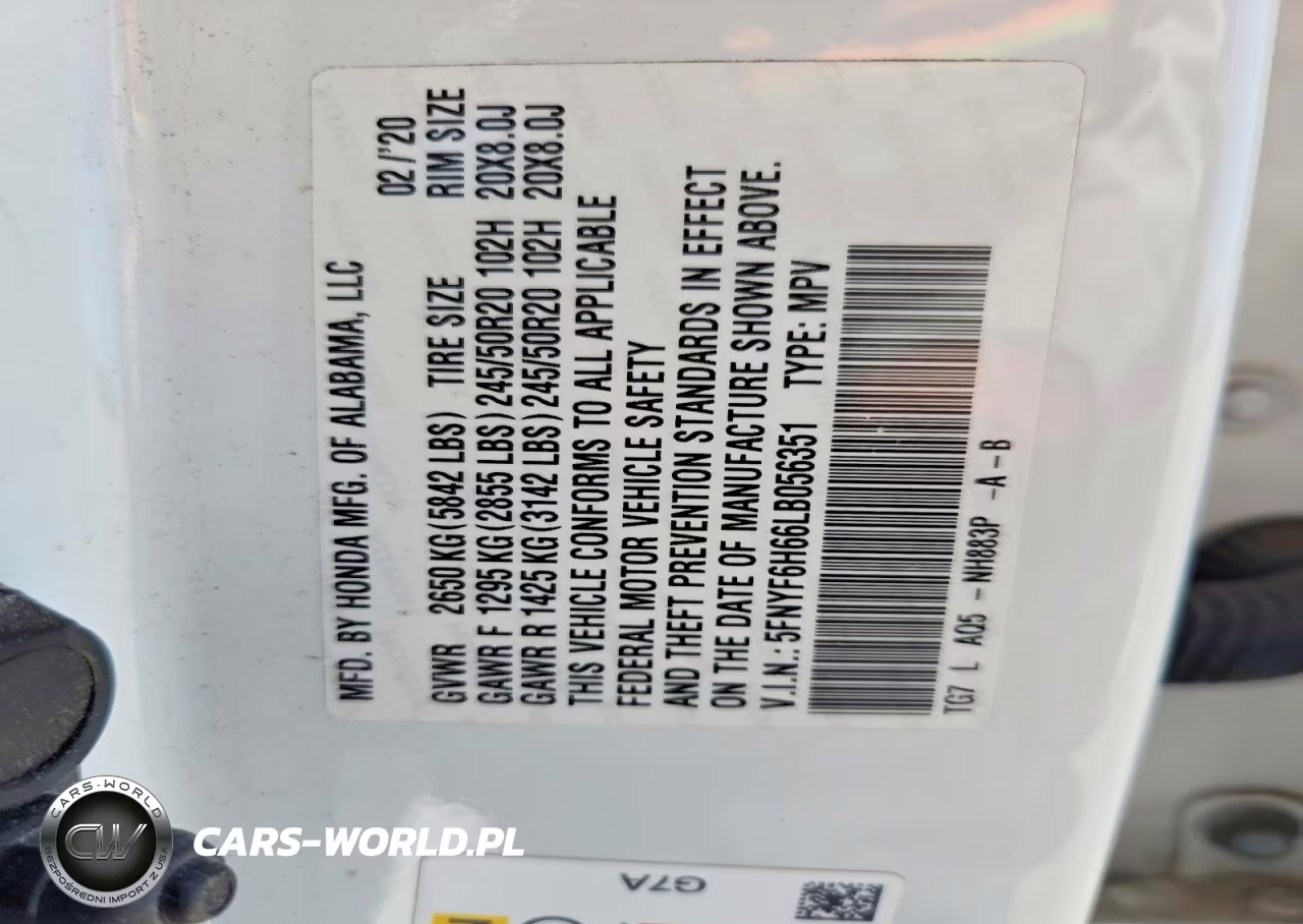2020 Honda Pilot Touring VIN:5FNYF6H66LB056351 - 12