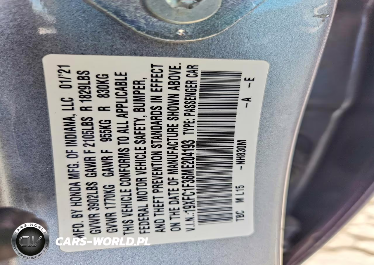 2021 Honda Civic Ex VIN:19XFC1F36ME204193 - 13