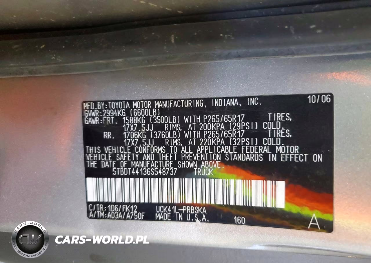 2006 Toyota Tundra Double Cab Sr5 VIN:5TBDT44136S548737 - 12