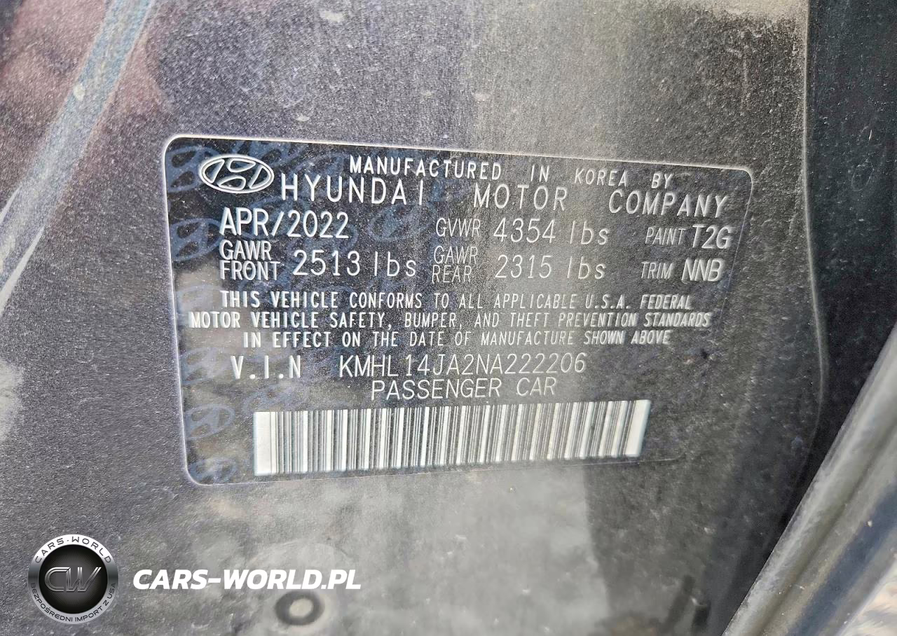2022 Hyundai Sonata Sel VIN:KMHL14JA2NA222206 - 12