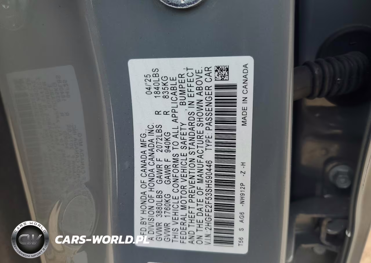 2025 Honda Civic Sport VIN:2HGFE2F53SH590446 - 12