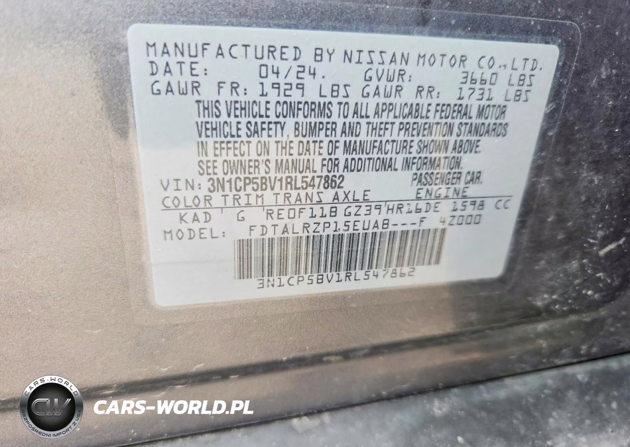 2024 Nissan Kicks S VIN:3N1CP5BV1RL547862 - 12