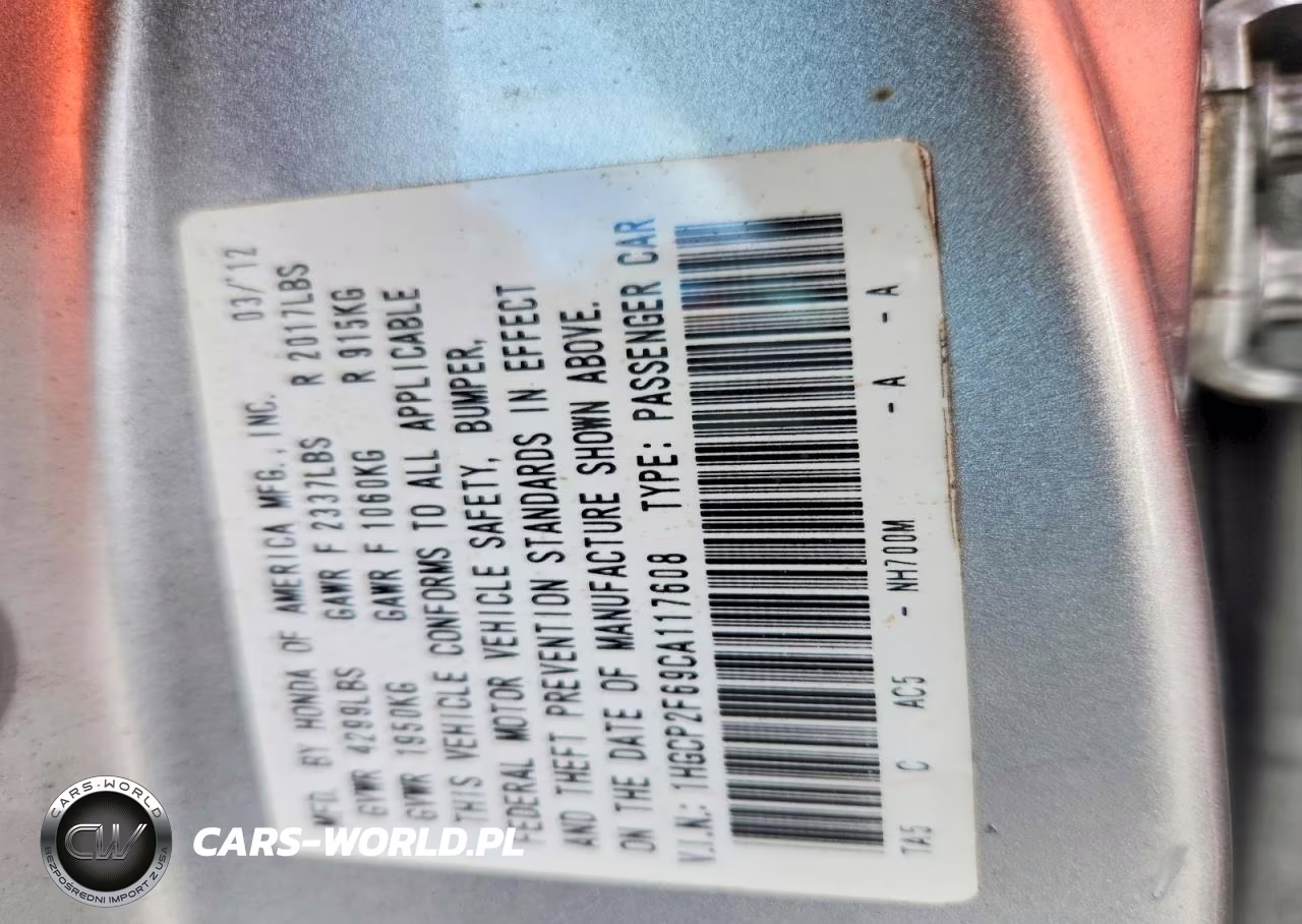 2012 Honda Accord Se VIN:1HGCP2F69CA117608 - 12
