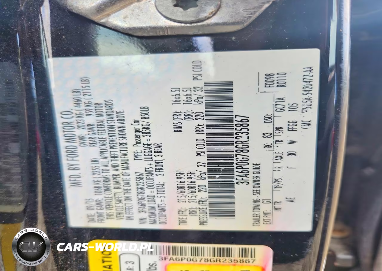 2016 Ford Fusion S VIN:3FA6P0G78GR235867 - 12
