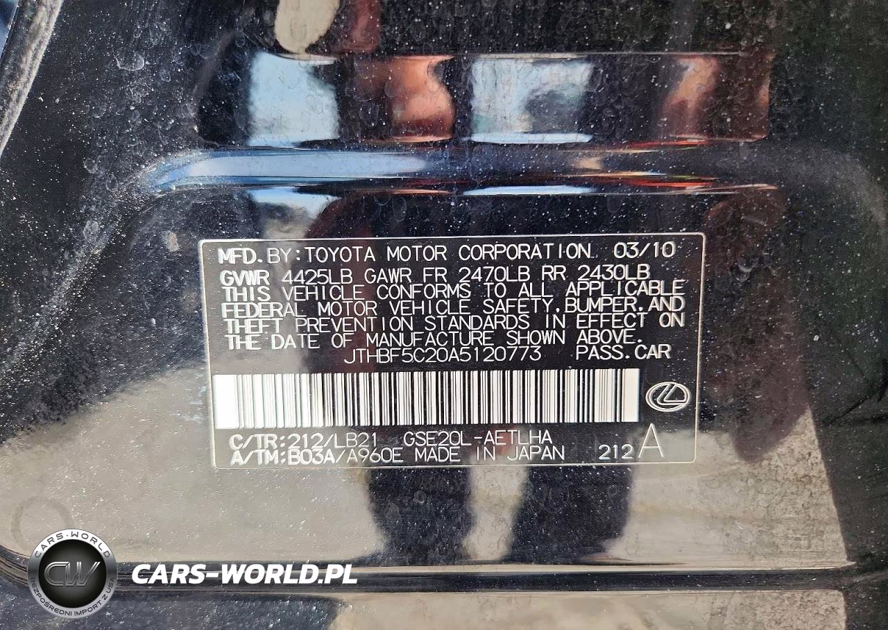 2010 Lexus Is 250 Base VIN:JTHBF5C20A5120773 - 13