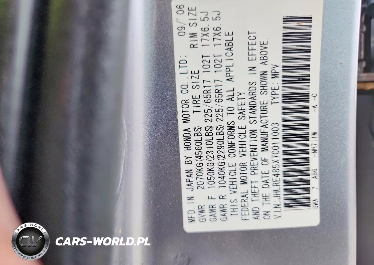 2007 Honda Cr-V Ex VIN:JHLRE485X7C011003 - 12