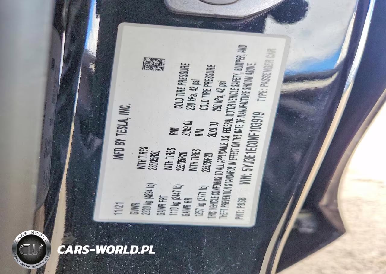 2022 Tesla Model 3 Performance Dual Motor All-Wheel Drive VIN:5YJ3E1EC0NF103919 - 13