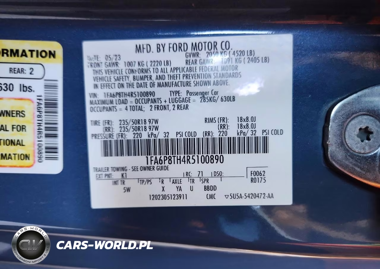 2024 Ford Mustang VIN:1FA6P8TH4R5100890 - 12