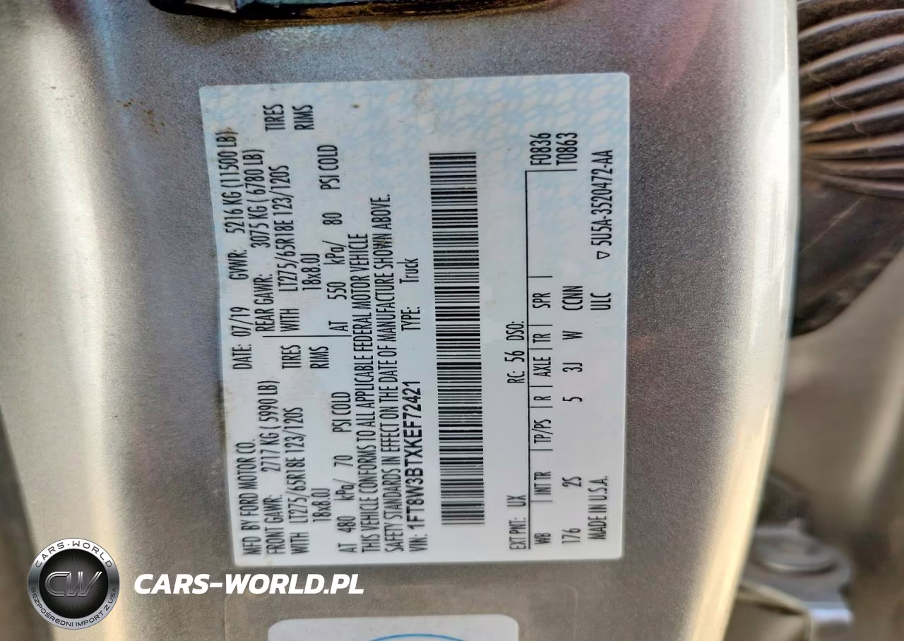 FORD F350 SUPER VIN:1FT8W3BTXKEF72421 - 12