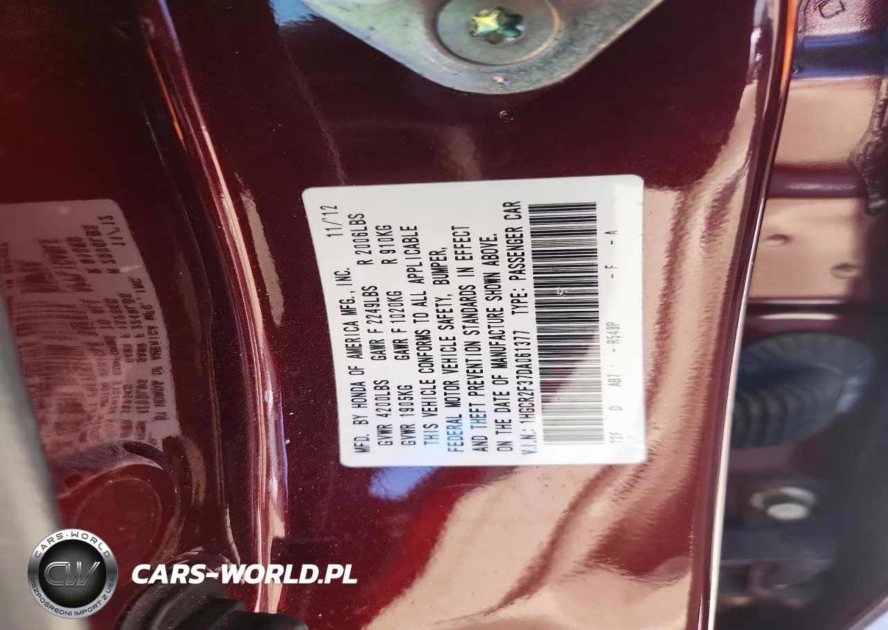 2013 Honda Accord Lx VIN:1HGCR2F37DA061377 - 13