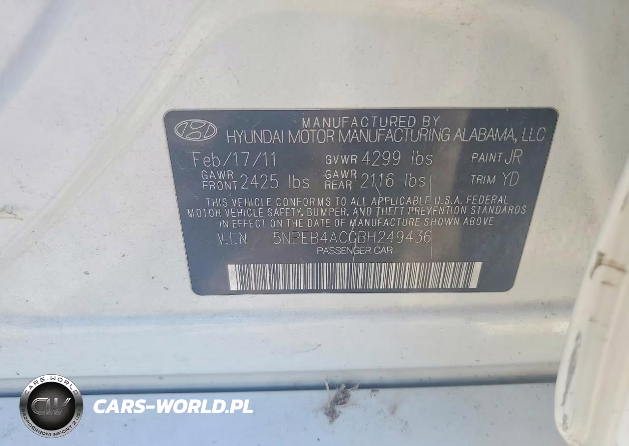 2011 Hyundai Sonata Gls VIN:5NPEB4AC0BH249436 - 12