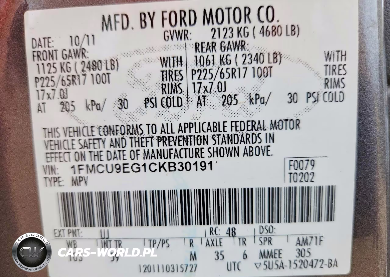2012 Ford Escape Limited VIN:1FMCU9EG1CKB30191 - 13