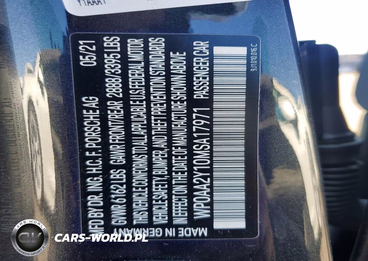2021 Porsche Taycan VIN:WP0AA2Y10MSA17971 - 12