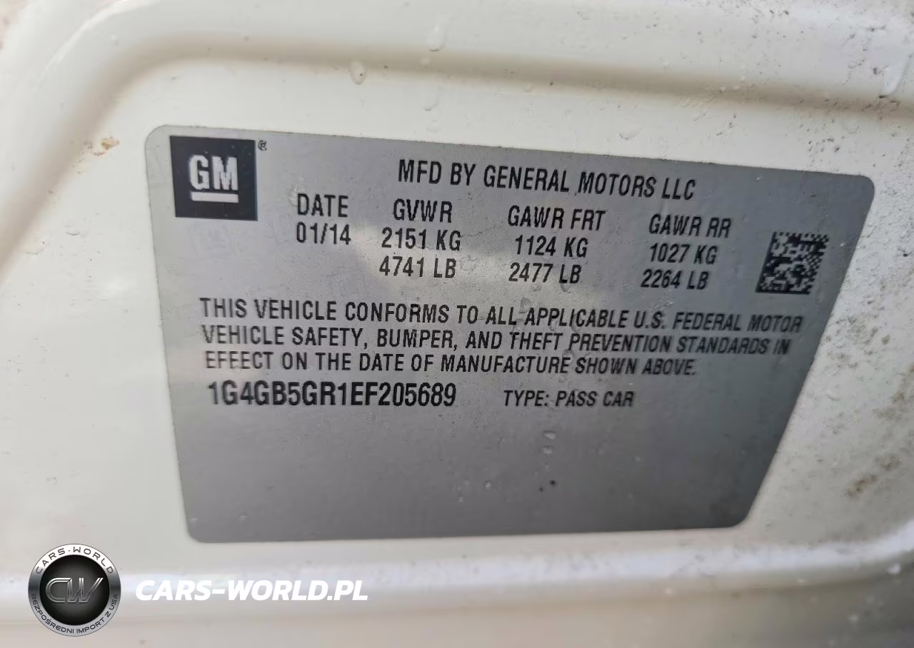 2014 Buick Lacrosse VIN:1G4GB5GR1EF205689 - 12