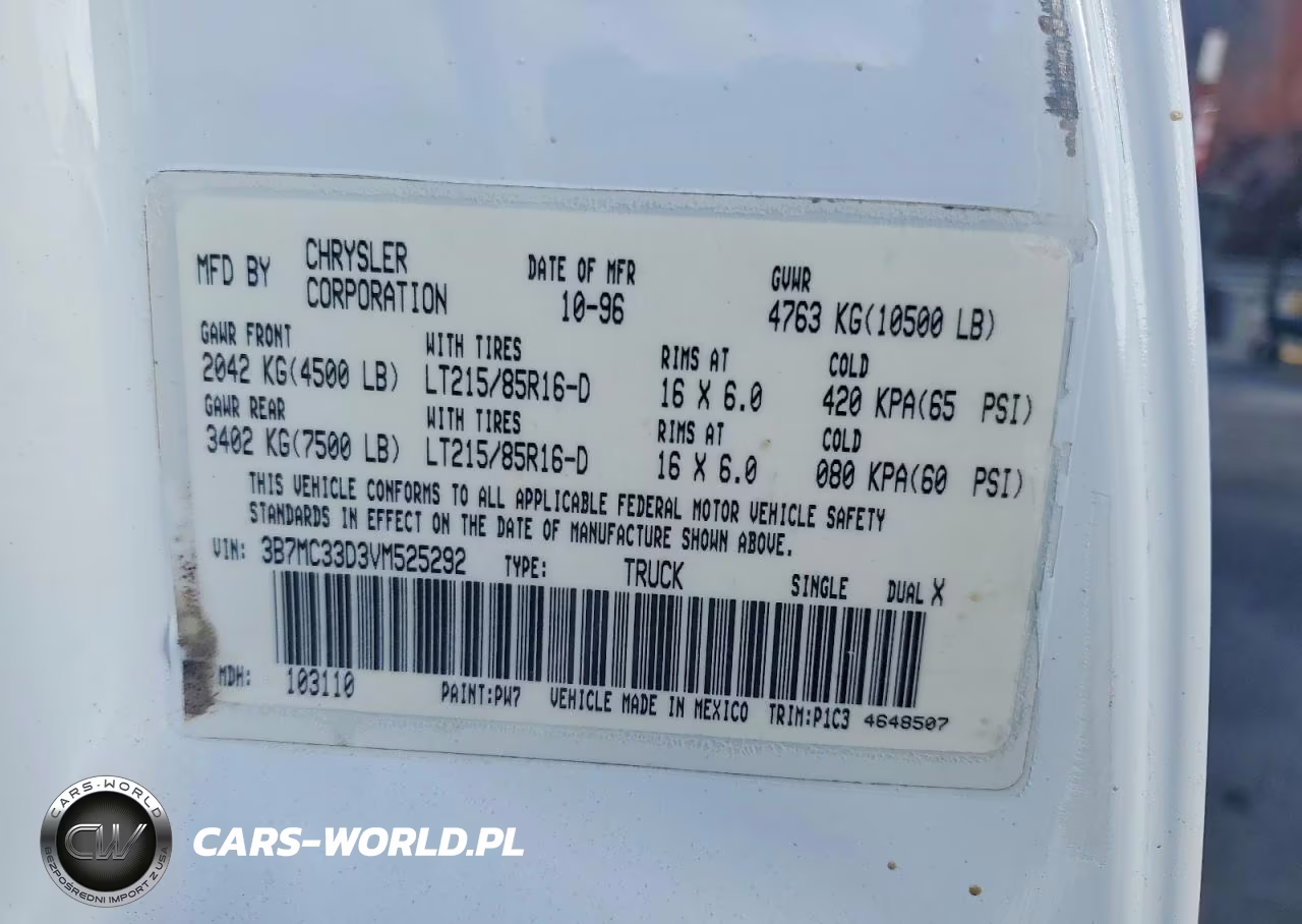 1997 Dodge Ram 3500 VIN:3B7MC33D3VM525292 - 12