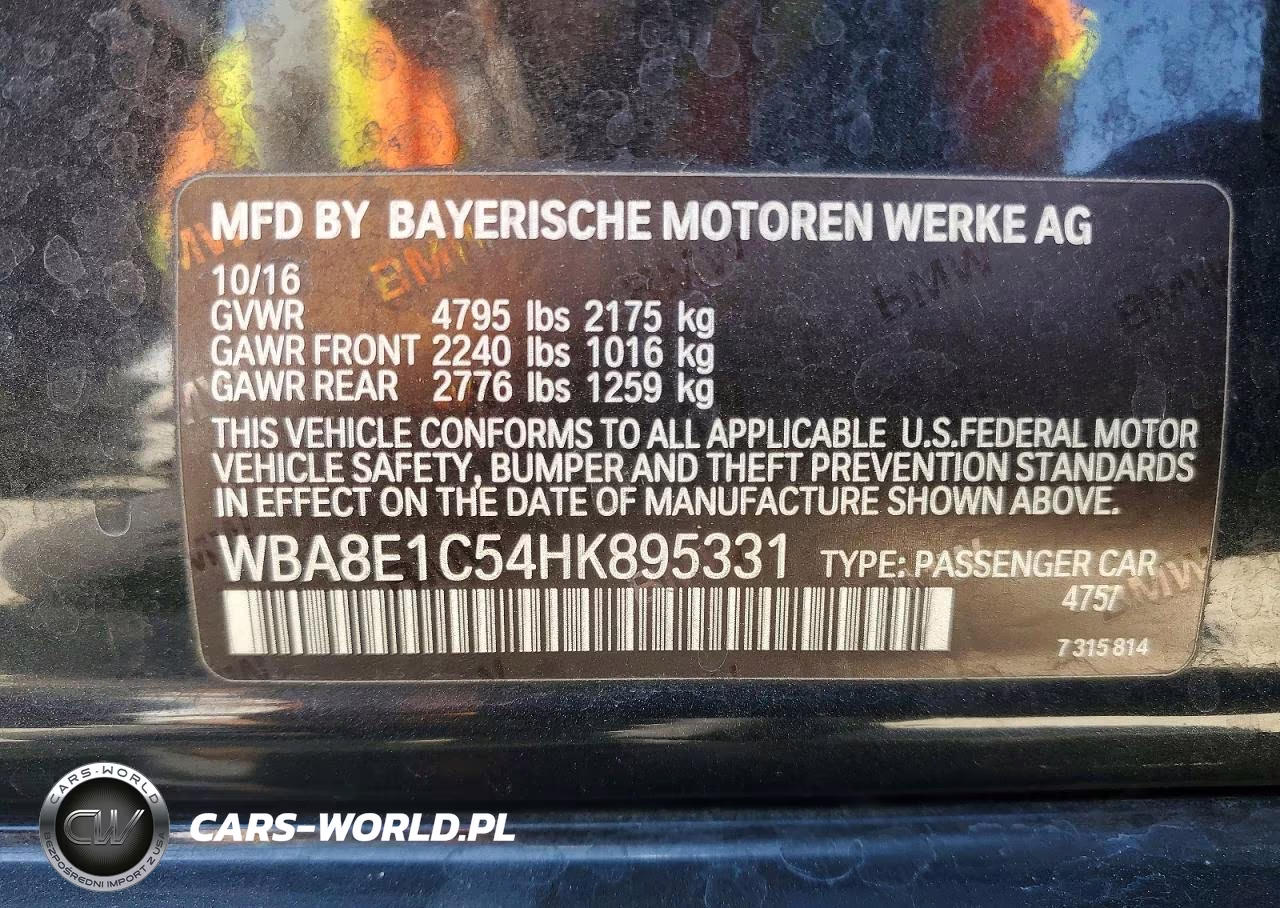 2017 BMW 330E VIN:WBA8E1C54HK895331 - 12