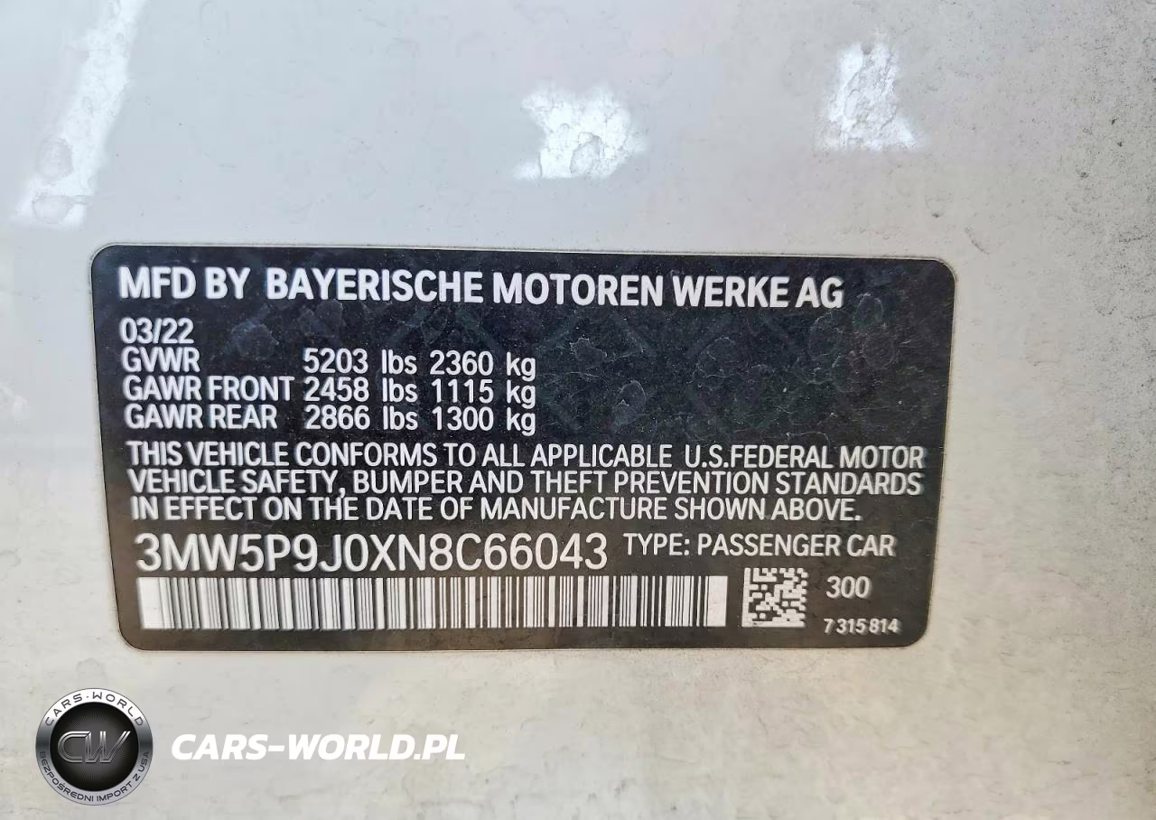 2022 BMW 330Xe VIN:3MW5P9J0XN8C66043 - 12