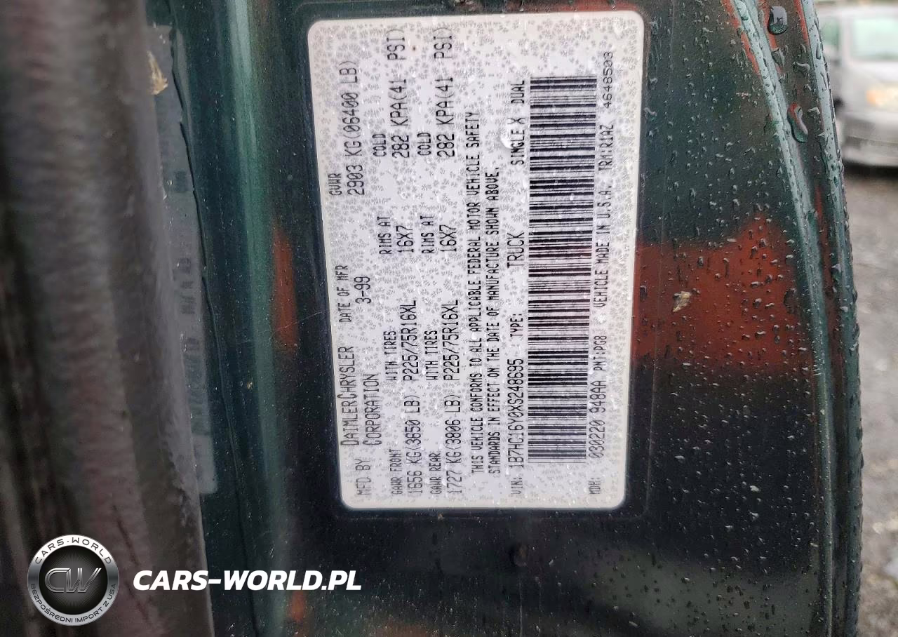 1999 Dodge Ram 1500 VIN:1B7HC16Y0XS248695 - 12