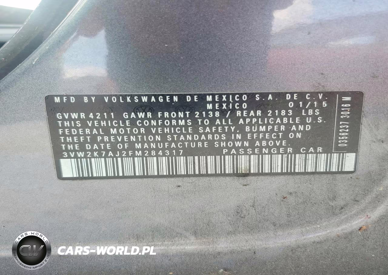 2015 Volkswagen Jetta Base VIN:3VW2K7AJ2FM284317 - 12