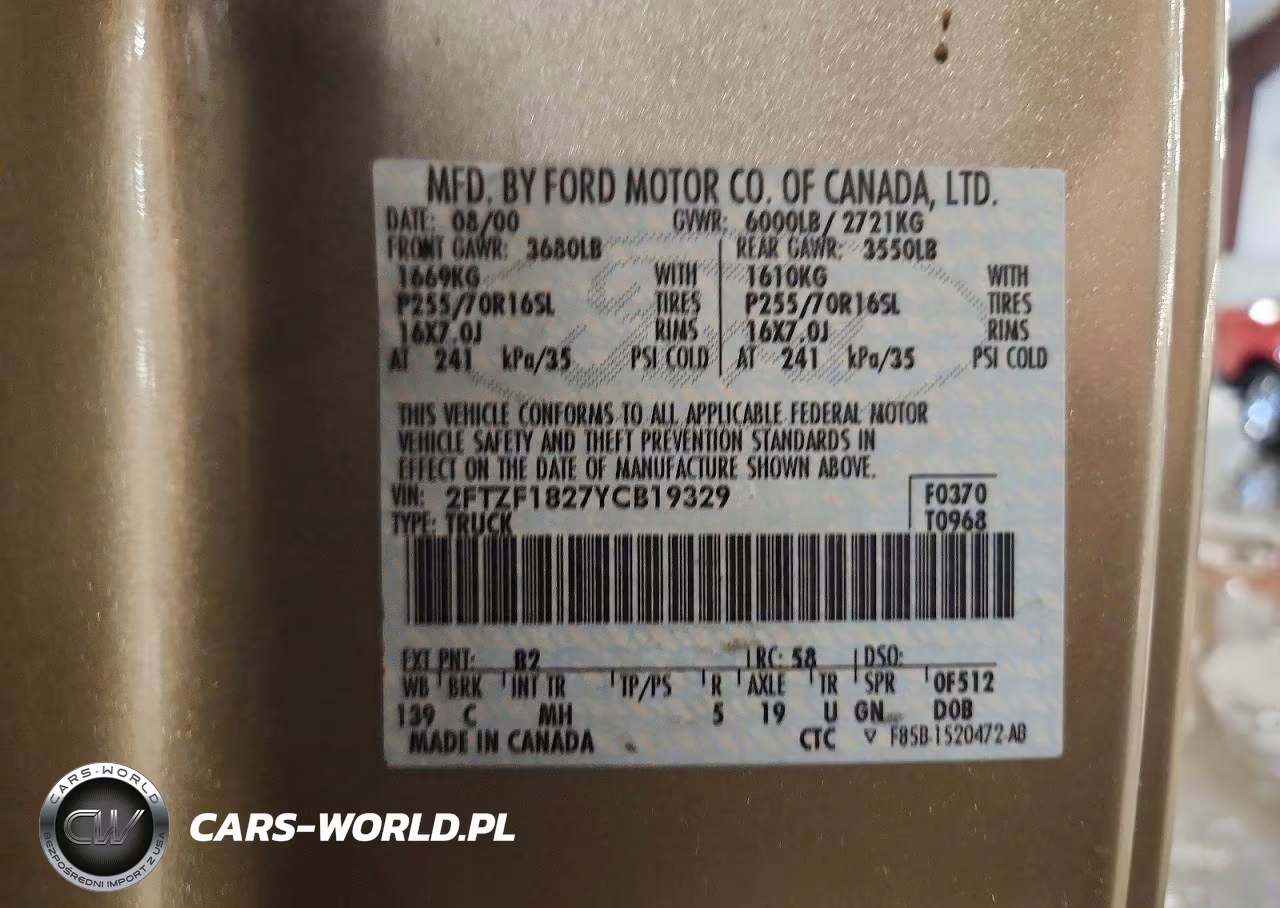 2000 Ford F150 VIN:2FTZF1827YCB19329 - 12