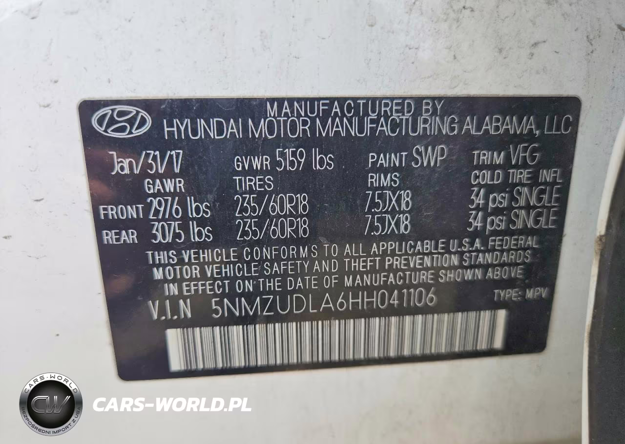 2017 Hyundai Santa Fe Sport 2.0T VIN:5NMZUDLA6HH041106 - 12