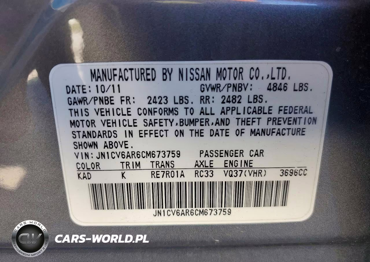 2012 Infiniti G37 Sedan X VIN:JN1CV6AR6CM673759 - 13