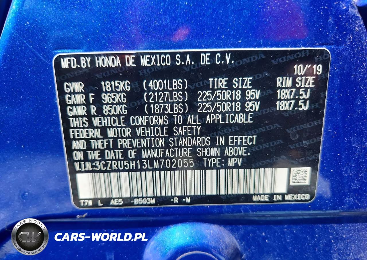 2020 Honda Hr-V Sport VIN:3CZRU5H13LM702055 - 13